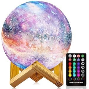 LOGROTATE Moon Lamp, Night Light, 16 Colors Galaxy Lamp 3D Printing Moon Light