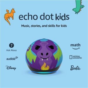 Amazon Echo Dot Kids with Alexa (newest model), Designed for kids, with parental controls, Includes 1 Year of Amazon Kids+, Dragon
