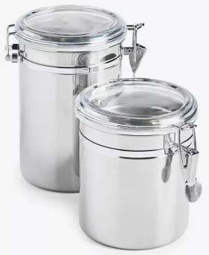 Arch Studio Stainless Steel Clamp-Lid Canisters, Set of 2