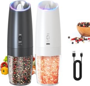 Rechargeable Electric Salt and Pepper Grinder Set with Base